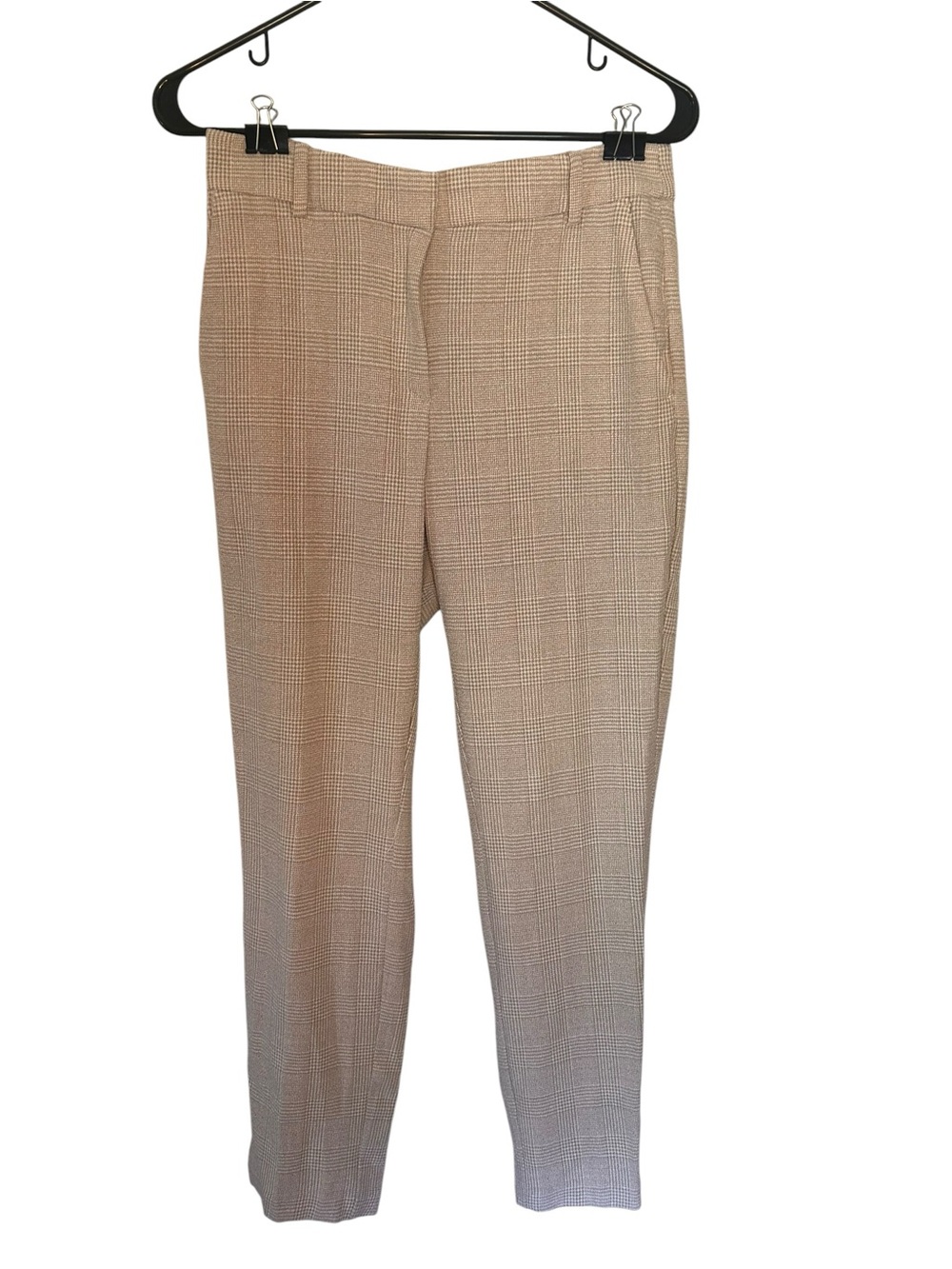 H&M Neutral Plaid Slim Trousers